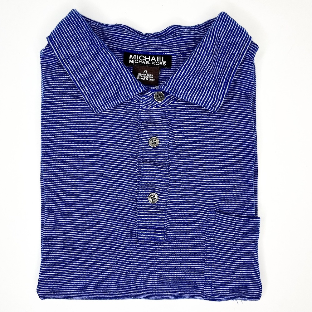 Michael Kors Men's Short Sleeve Polo Pocket T-Shirt Size XL Cotton Micro Stripe